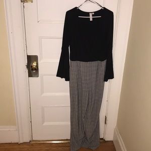 Black & Grey Jumpsuit Bell Sleeves